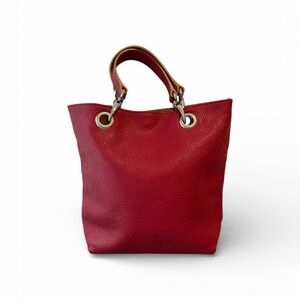 Maurizio Taiuti Pebbled Red Leather Tote Bag